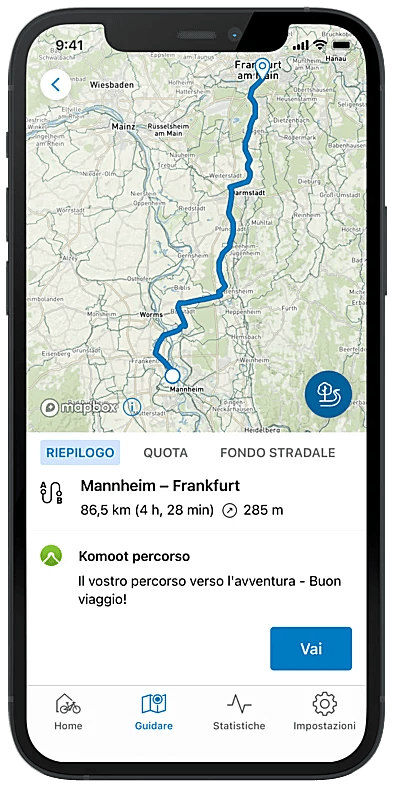 navigazione con la ebike e il kiox 400