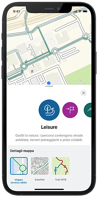 pianificazione del percorso con la app di ebike flow